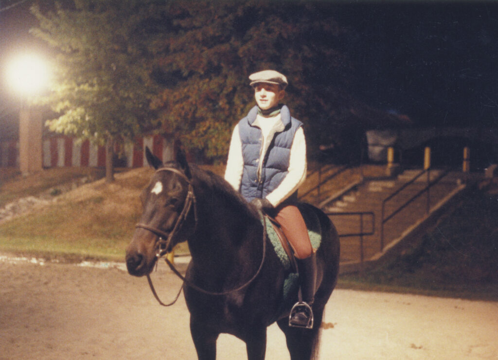 Kerrymor's Autumn Hope waits with Terry McKenna for the riding phase of the Challenge of the Breeds event in 1985 at the St. Louis National Charity Horse Show.