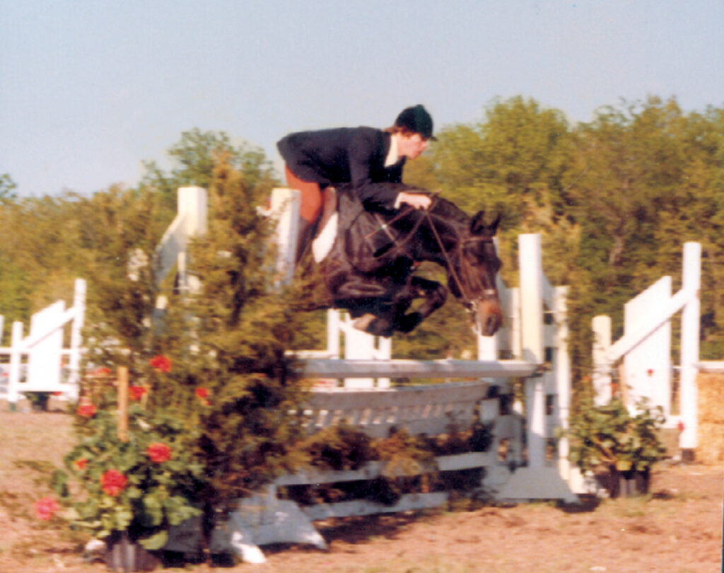 Lynfields Kiltuck, a black Connemara pony stallion, with Ted Wright in the late 1970s at Bridlespur.