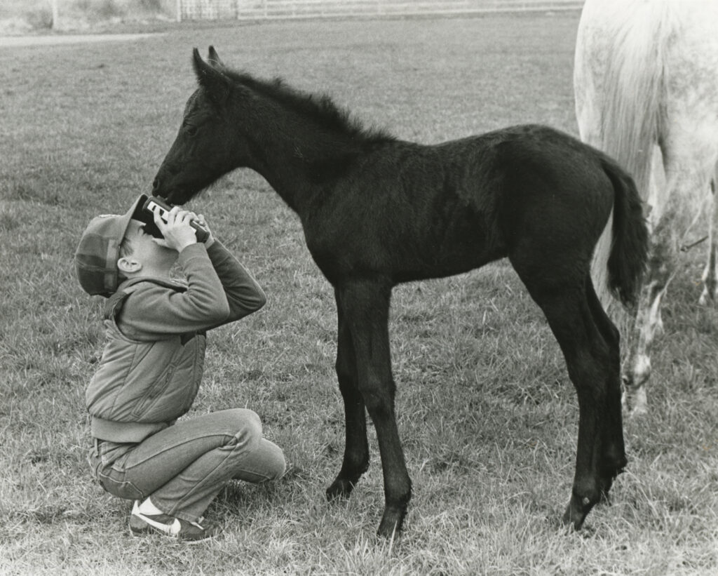 Kerrymor's Chimera as a foal in 1983 and Terry McKenna.