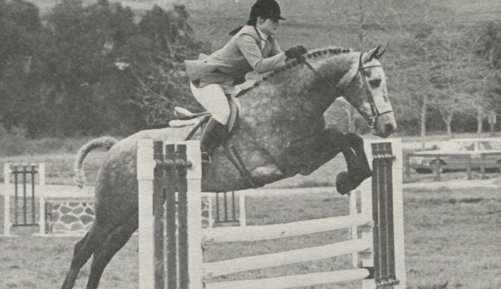 Hideaways Erin Tooreen, owned by Indian Hill Ranch in Valley Center, California, was the winner of the Connemara class at the 1975 Channel City Horse Show in Santa Barbara, California. He also was leading North San Diego County in points for English Pleasure and Hunter and Jumper divisions.