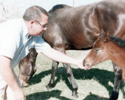 Kerrymor's True Colors as a young foal with Joe McKenna in 1989. Kerrymor's True Colors as a young foal with Joe McKenna in 1989.