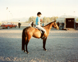 Kerrymor Amber Waves, age 3, at her first horse show in 1989. Kerrymor Amber Waves, age 3, at her first horse show in 1989.