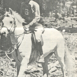 Dr. Marian Molthan rides OH Heather Buck's Roan on a North American Trail Ride Conference ride, an endurance ride, in 1975. Doc achieved third place in Region III on the basis of five rides and placed fifth in horsemanship, lightweight division. Dr. Marian Molthan rides OH Heather Buck's Roan on a North American Trail Ride Conference ride, an endurance ride, in 1975. Doc achieved third place in Region III on the basis of five rides and placed fifth in horsemanship, lightweight division.